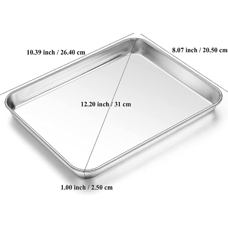 Baking Tray Set Of 2, Stainless Steel Oven Tray, Baking Tray Non-toxic  Healthy, Mirror-smooth Rust-free, Easy To Clean Dishwasher-safe