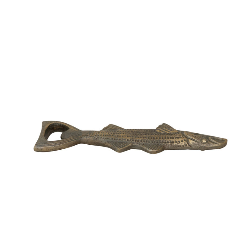Antique Gold Cast Aluminum Fish Shaped Bottle Opener