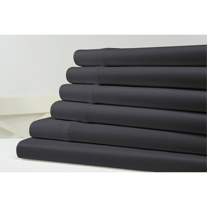 Ensemble de draps en coton riche de 1200 fils Kathy Ireland Gallery, Gris anthracite