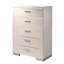 Commode contemporaine à cinq tiroirs à haute brillance avec accents chromés pour le rangement de chambre à coucher moderne