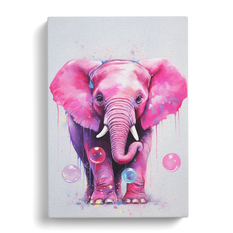 Elephant Bubble Gum - Wrapped Canvas, 60cm H x 40cm W x 3cm D