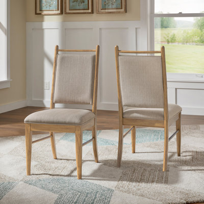 Cipolla Wood Finish Beige Fabric Dining Chair