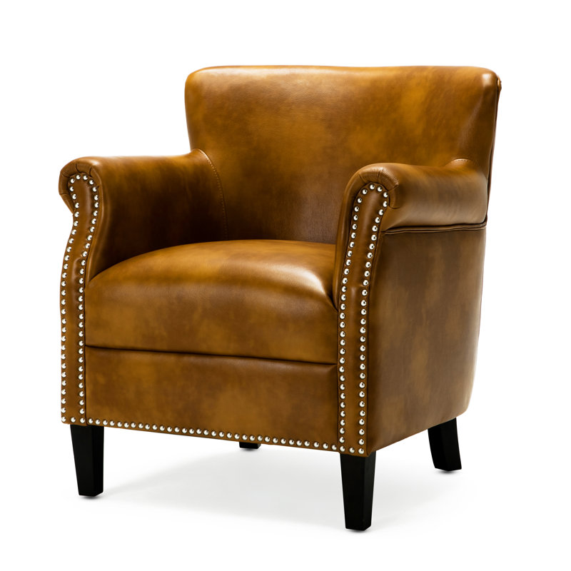 Fauteuil de 29,5 po de largeur Gail, Similicuir brun clair