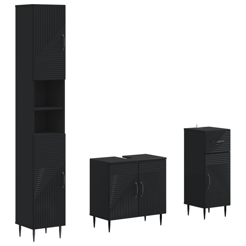 Bathroom Storage Furniture Set, Black