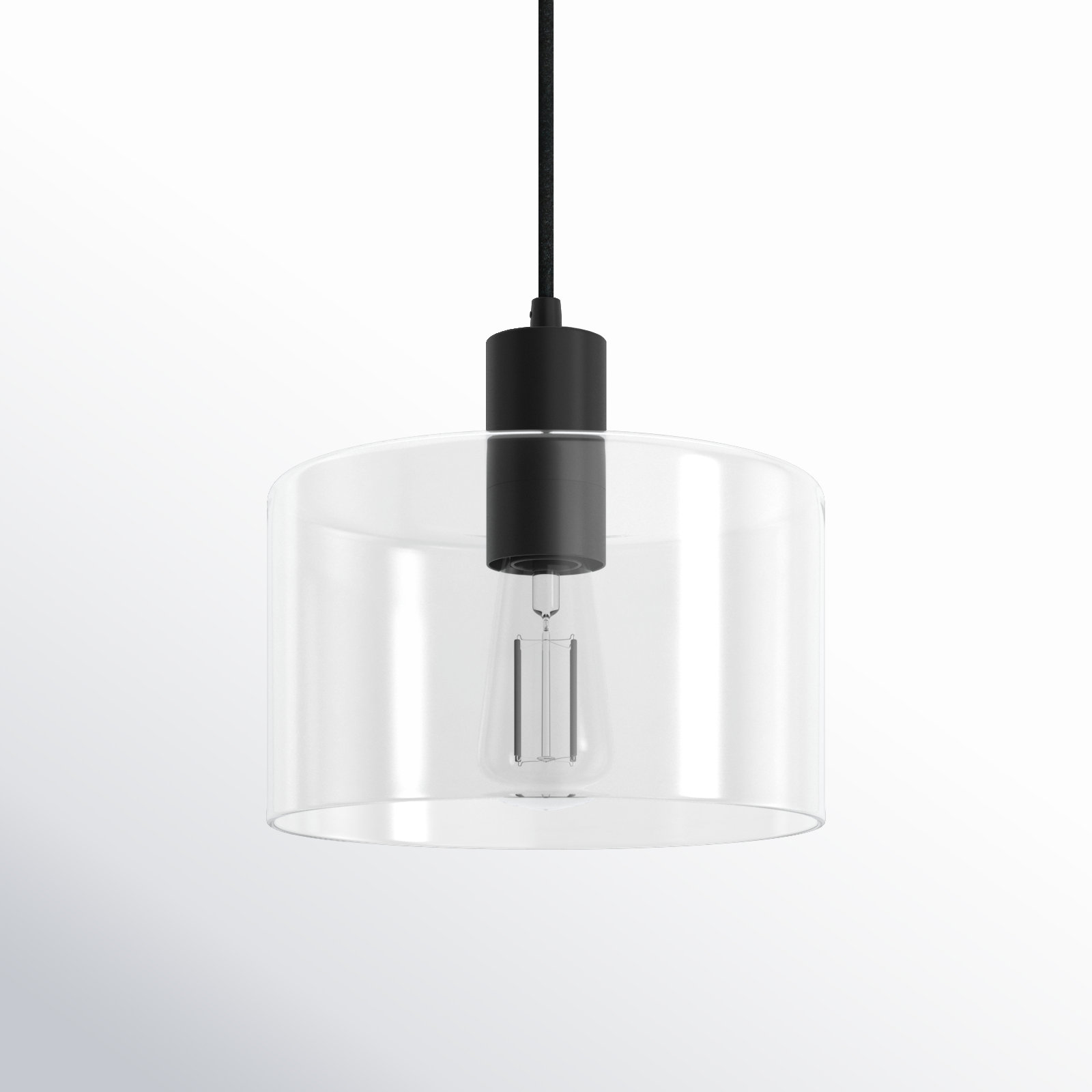 Henri Single Light Glass Dimmable Pendant, Clear, Blackened Bronze