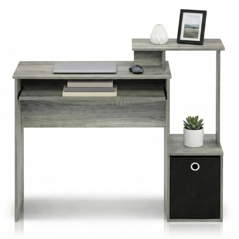 Multipurpose Home Office Computer Writing Desk with Storage Bin French Oak Modern Study Desk