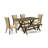 6 Piece Modern Dining Table Set Contains a Rectangle Wooden Table with X-Legs and 4 Brown Linen Fabric Parson Chairs with a Bench, Distressed Jacobean Finish-85265040-85265031