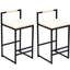 2 chaises de bar modernes recouvertes de similicuir beige avec cadre en métal pour îlot de cuisine, comptoir et salle à manger-667529574