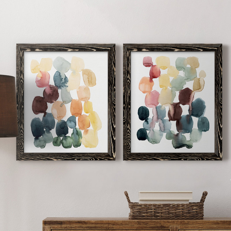 Desert Stones I - ensemble de 2 peintures sur toile encadrées, H 20 po x l 17 po, Noir