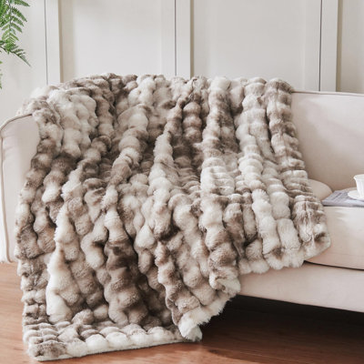 Jeté de Noël 50 x 60 pouces en fausse fourrure pelucheuse ultra-douce - Sherpa épais pour canapé, canapé, chambre à coucher, camping - couverture décorative pour une chaleur douillette