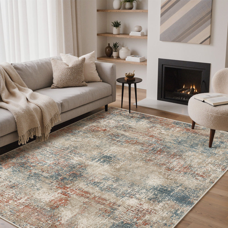 Abstract Machine Printed Area Rug, Rectangle 160 x 230 cm