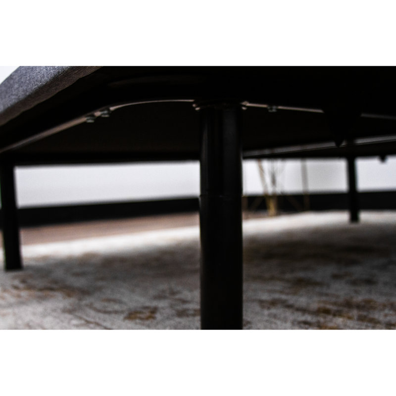 Plateforme de lit tapissier X Series - noir + gris, 6 pieds réglables, capacité de charge de 1 000 lb, sommier à processus d'assemblage facile et 6 pieds réglables, à installer