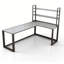 L-Shaped Sintered Stone Tabletop Desk with Shelf-662087063