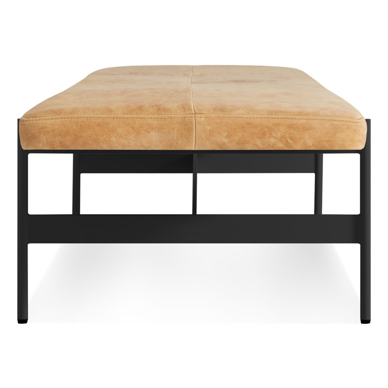 Daybench Upholstered Bench, 14" H x 75" W x 24" D, Camel Genuine Leather, Oblivion