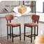Ensemble de 2 tabourets de bar à hauteur de comptoir modernes en tissu avec pieds en métal noir | Idée de cadeau-733523106