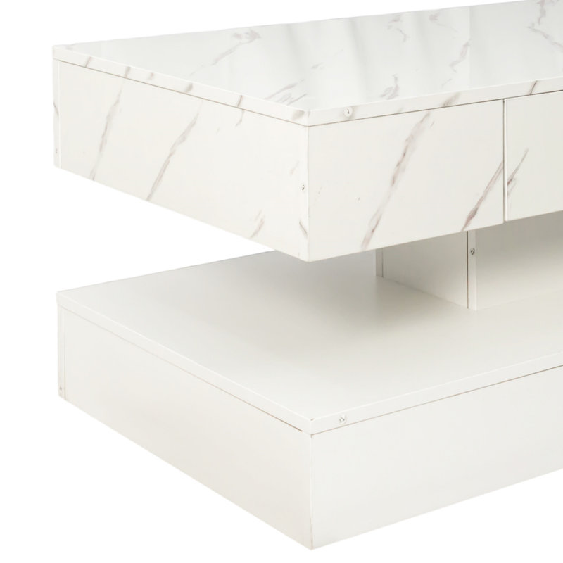 LED Coffee Table with Storage Drawer, Controlled Lights and Remote