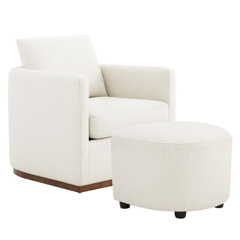 Fauteuil pivotant rembourré avec repose-pieds Bobbi, Coton tissé Flannigan Performance