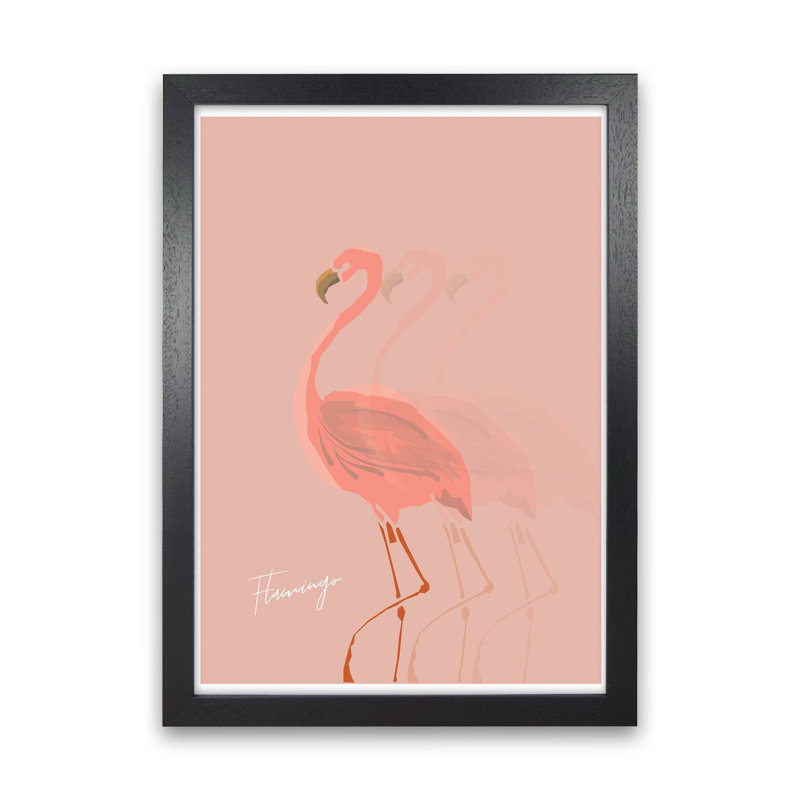 Flamingo Shadow by Pixy Paper - Print, 59.4cm H x 42cm W x 3cm D, Black Framed