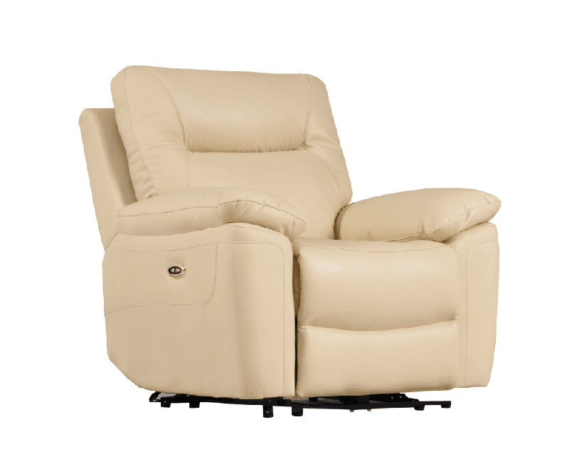 Celarian Genuine Leather Electric Power Recliner Armchair, Cream