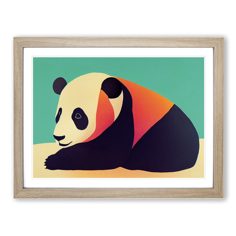 Abstract Panda Vol.2 - Framed Print, 46cm H x 64cm W x 2cm D, Oak