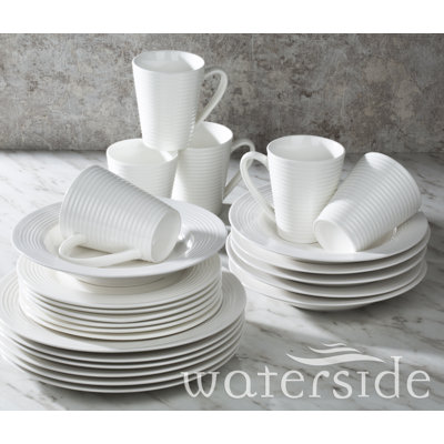 Dinardo 24pc Embossed Circles White Dinner Set-DD
