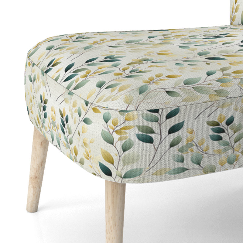 Minimalist Green Ferns - Chaise d'appoint rembourrée à motif bohème et motif
