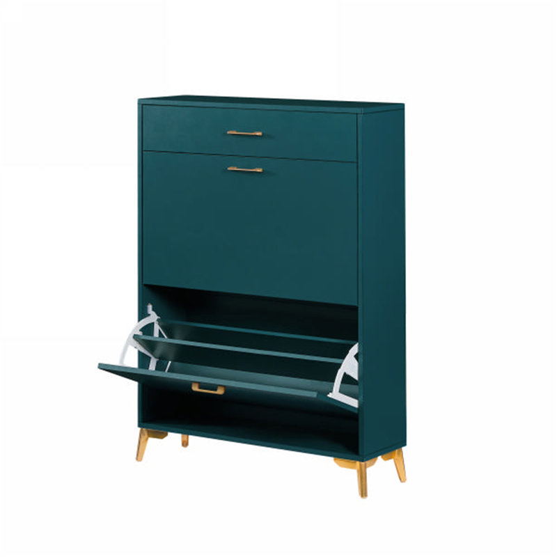 Armoire à chaussures Marthalee, Vert/doré