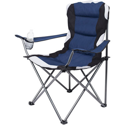 Padded Folding Camping Chairs 2 Pack - Heavy Duty Portable Folding Chairs for Outside Sports Quad, Beach, Camp, Lawn, or Tailgating with Cup Holder and Carrying Bag (Navy Blue)