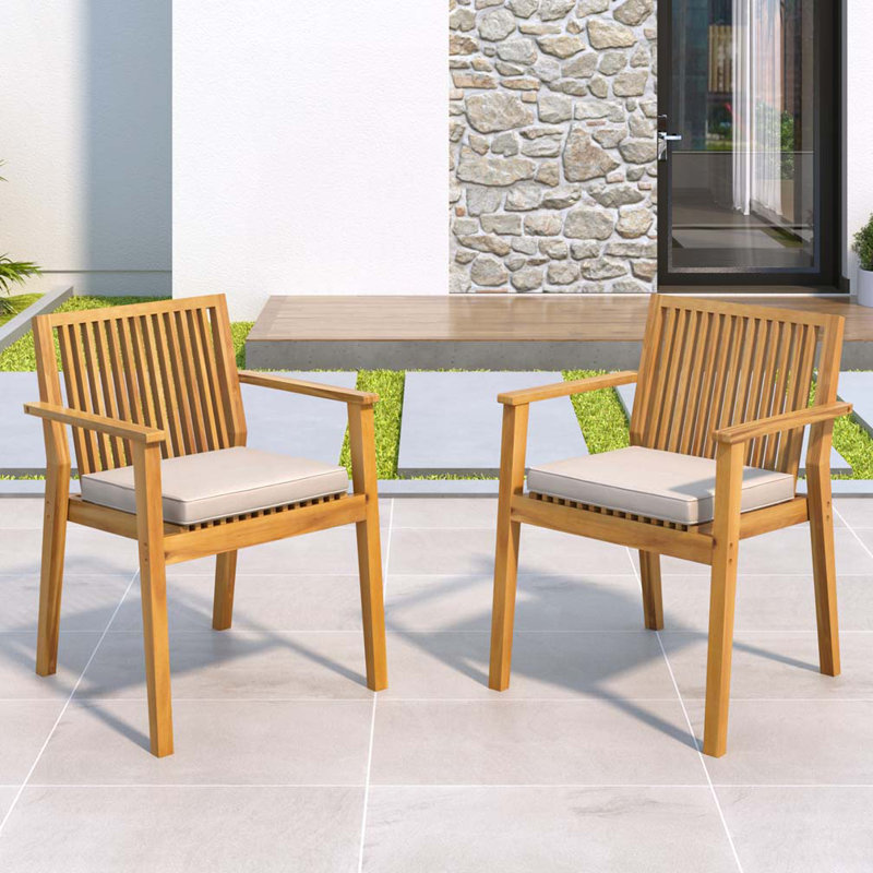 Chaises d'extérieur en bois d'acacia, Marron clair