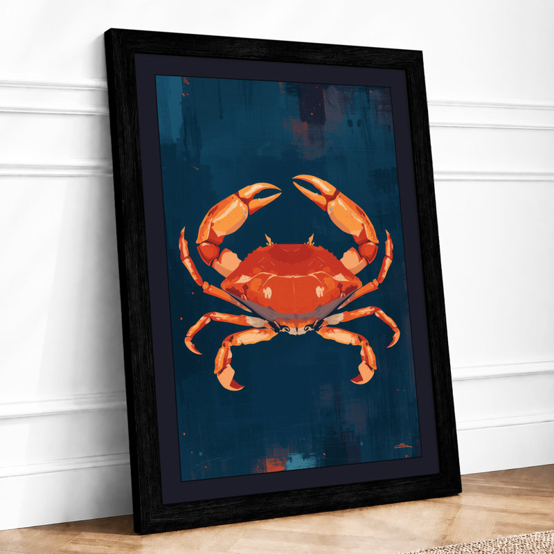 Crimson Crab Coastal - Framed Print, A2 - 59.4 x 42.0 cm, Black