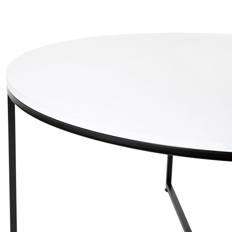 Modern Laminate Coffee Table with Crisscross Frame, Matte Black, White