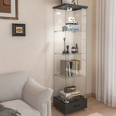 Vitrine à assemblage rapide avec tiroir, étui de rangement multifonctionnel pour mettre en valeur des objets de collection, idéale pour diverses pièces