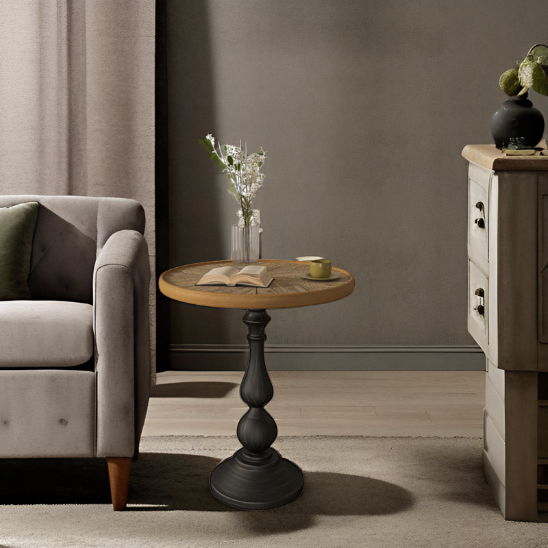 Wooden End Tables Retro Side Table French Country Accent Coffee Side Table Modern Small Round Tea Table Pedestal Side End Table For Living Room Household Restaurant Homestay