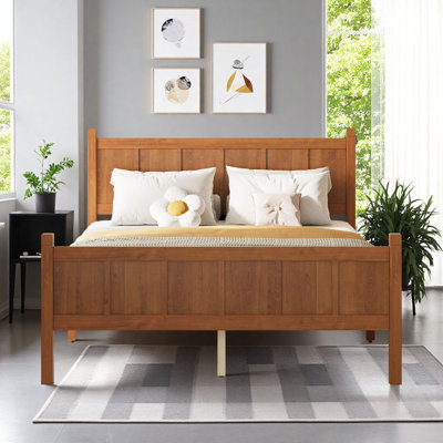 Wood Platform Bed, Bedframe with Headboard