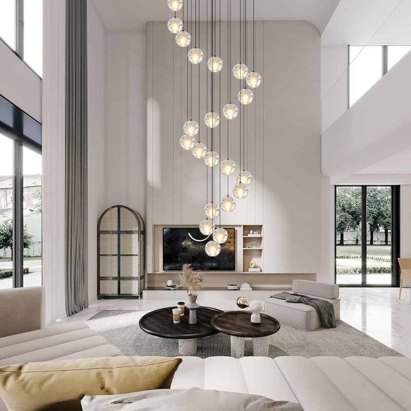 Lustre moderne 20 lumières noir cristal, Argent argent, 180" H X 27.6" W X 27.6" D