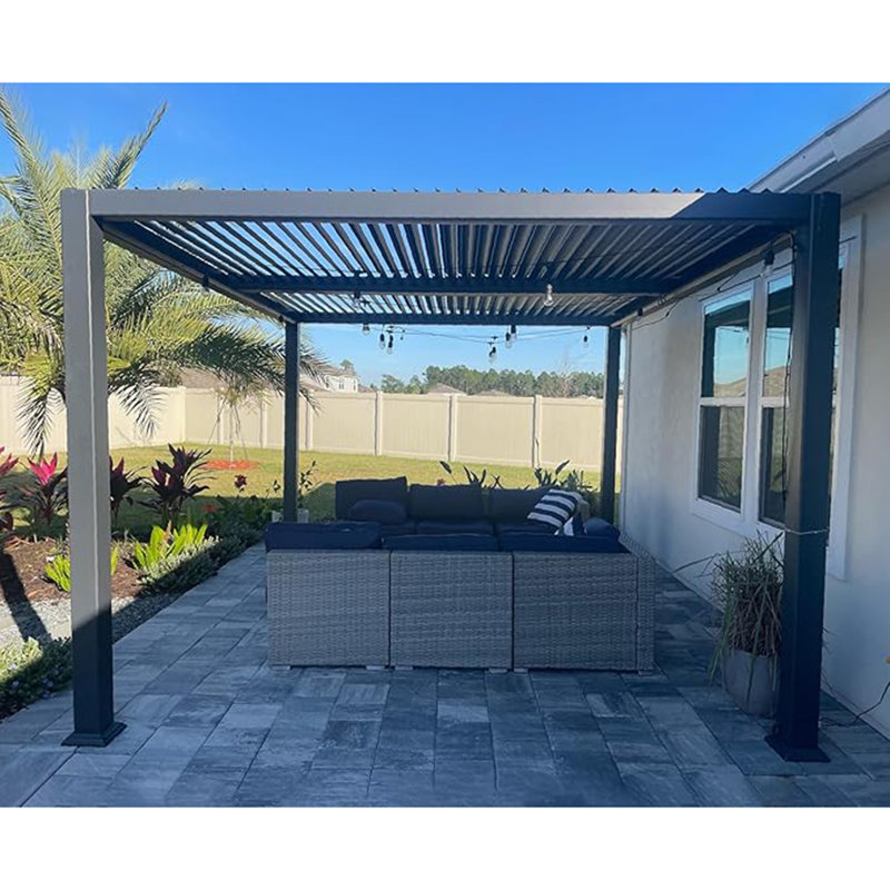 12 pi. L 10 pi. Pergola à persiennes en aluminium
