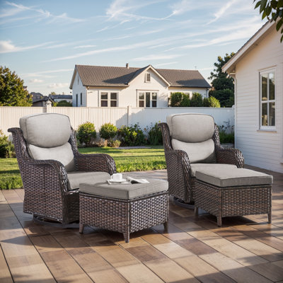 Smile 2 - Person Outdoor Seating Group PE Wicker Swivel Glider Chair With Cushions