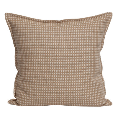 Natural Check Self-Flange Accent Pillow