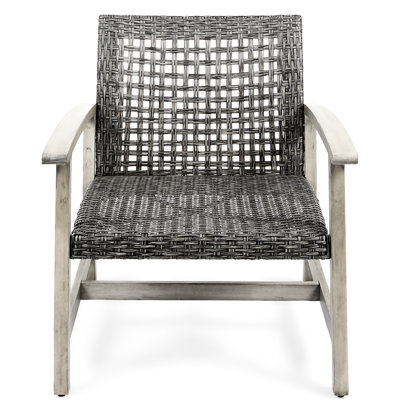 Chaise d'extérieur grise en bois et en bois avec cadre
