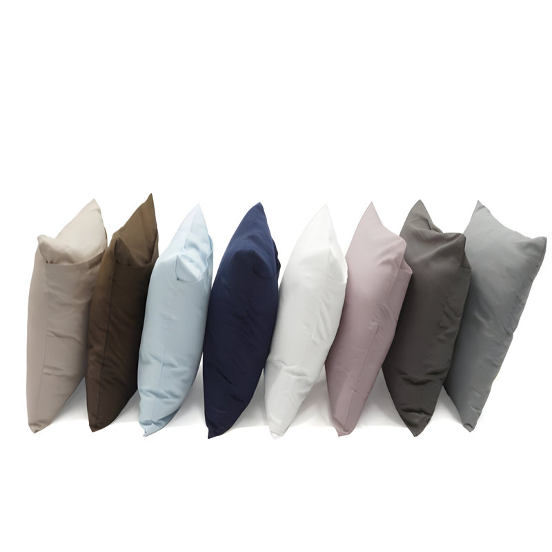 400TC Luxurious Triple Embroidery Cotton Sateen Pillowcases (Set Of 2), 20" x 36", Black