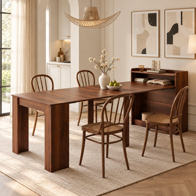 Table de salle à manger extensible moderne avec rangement, buffet convertible en table à manger, table compacte pour petits appartements