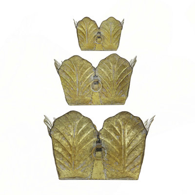 Set of 3 Rustic Wall Metal Planter, L:21.7x8.7x8" M:21.3x8x7.7" S:18x7x7"
