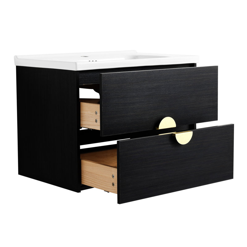 Meuble-lavabo mural 28 po avec lavabo Nivaya, pour petite salle de bain
