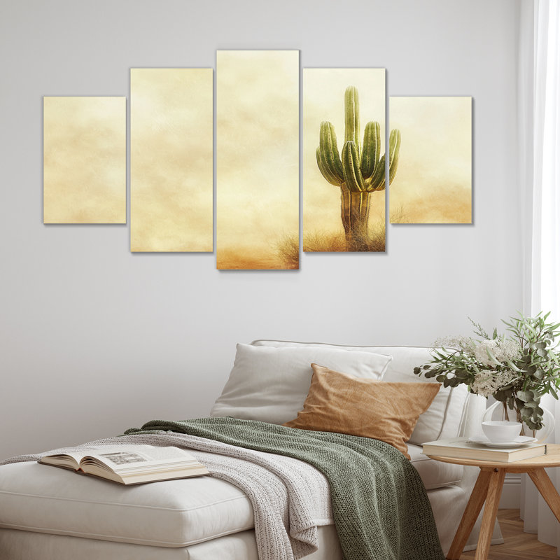 Cactus tempête de sable I - Art mural floral cactus - Art mural traditionnel pour le salon