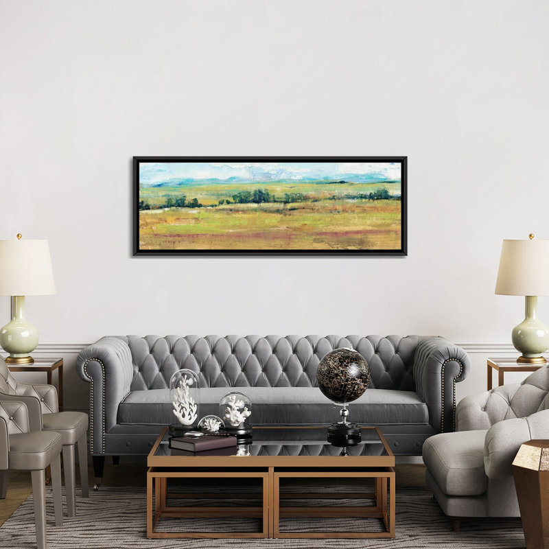 « distante treeline panel ii », reproduction sur toile, H 16 po x l 48 po x P 1,5 po, Toile avec cadre noir
