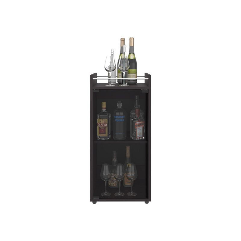 Bar, 1 porte vitrée, 3 tablettes, Noir