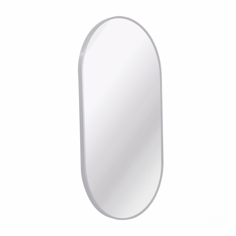 Miroir ovale en métal, Argent argent, 33 po x 20 po