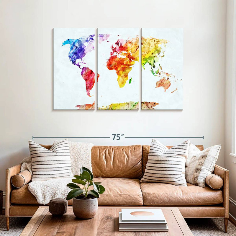 Aliaz Temperate World Map, 36" H x 57" W