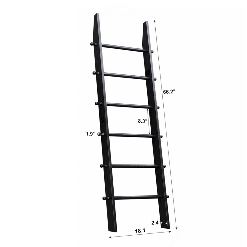 Rustic 6-Tier Wood Blanket Ladder, Black