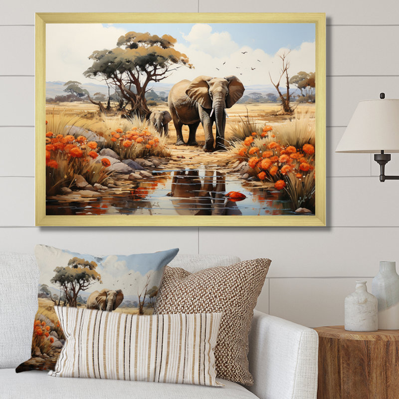 African Natures Symphony sur impression sur toile, Cadre doré à une seule photo, H 12 po x l 20 po x P 1 po